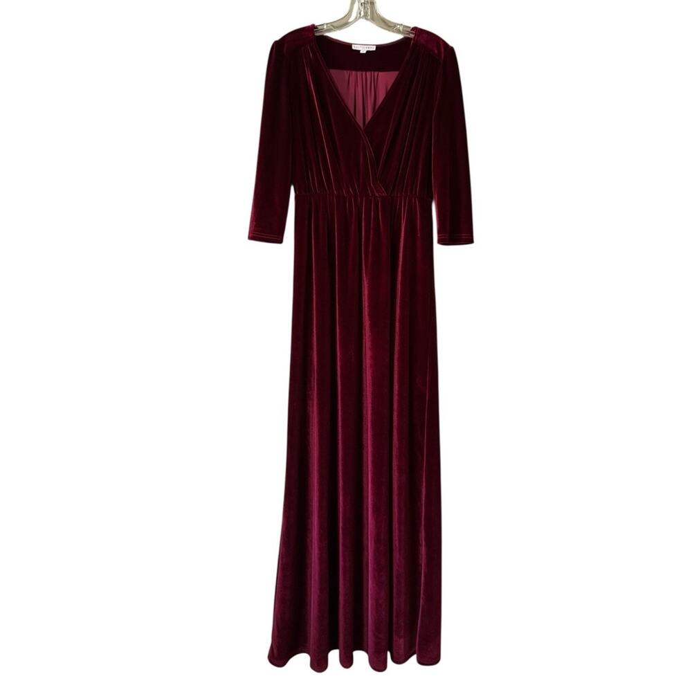 BalticBorn Women Size Medium Velour Maxi Dress‎ Red Peasant Hippie Bohemian Long